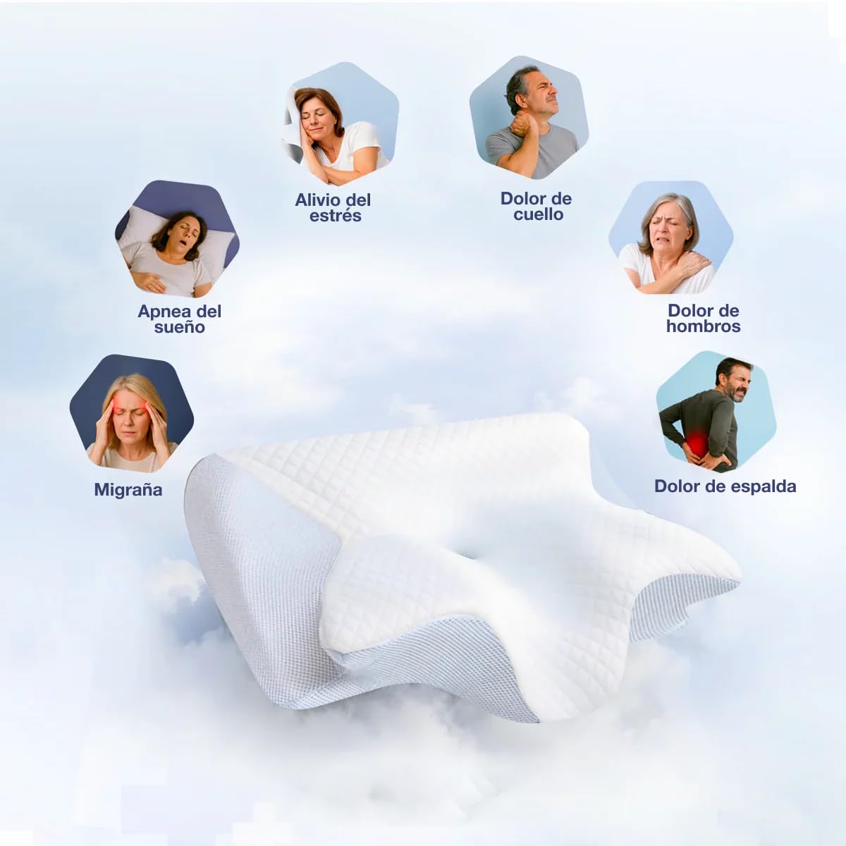 OrthoSleep – Alivio Cervical Almohada Cervical y Cuello 2 en 1, Ergonómica de Espuma de Memoria, con Funda Saca - Pone, Ideal para Dormir de Lado, de Espalda o de Vientre