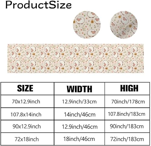 Miniatura 3 de Camino de mesa de animales lindos de 108 pulgadas de largo, lino para dormitorio, vestidores, para decoración, cocina, centro de mesa de comedor,