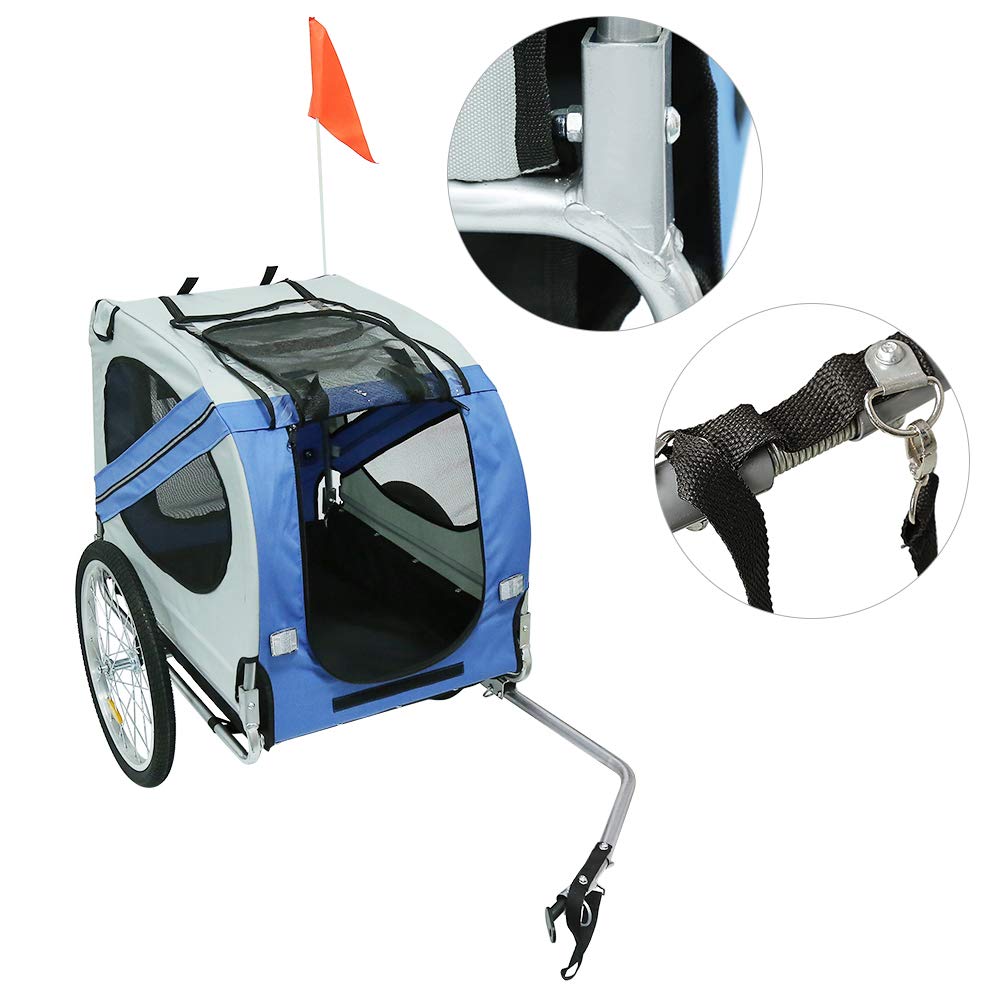 Anhänger Fahrrad für Hunde, faltbar, Wimpel, Struktur aus Stahl, Oxford-Stoff, wasserdicht, Fahrradanhänger für Jogger-Set, max. 30 kg