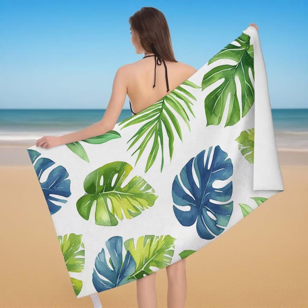 Telo Mare XXL 220x100cm/35x70cm, 2 Set Telo Mare Microfibra Moderno Asciugamano Palestra Uomo, Antisabbia, Leggero, Asciugatura Rapida, Teli da Spiaggia Grandi Accessori per Camping Natation Yoga E-45