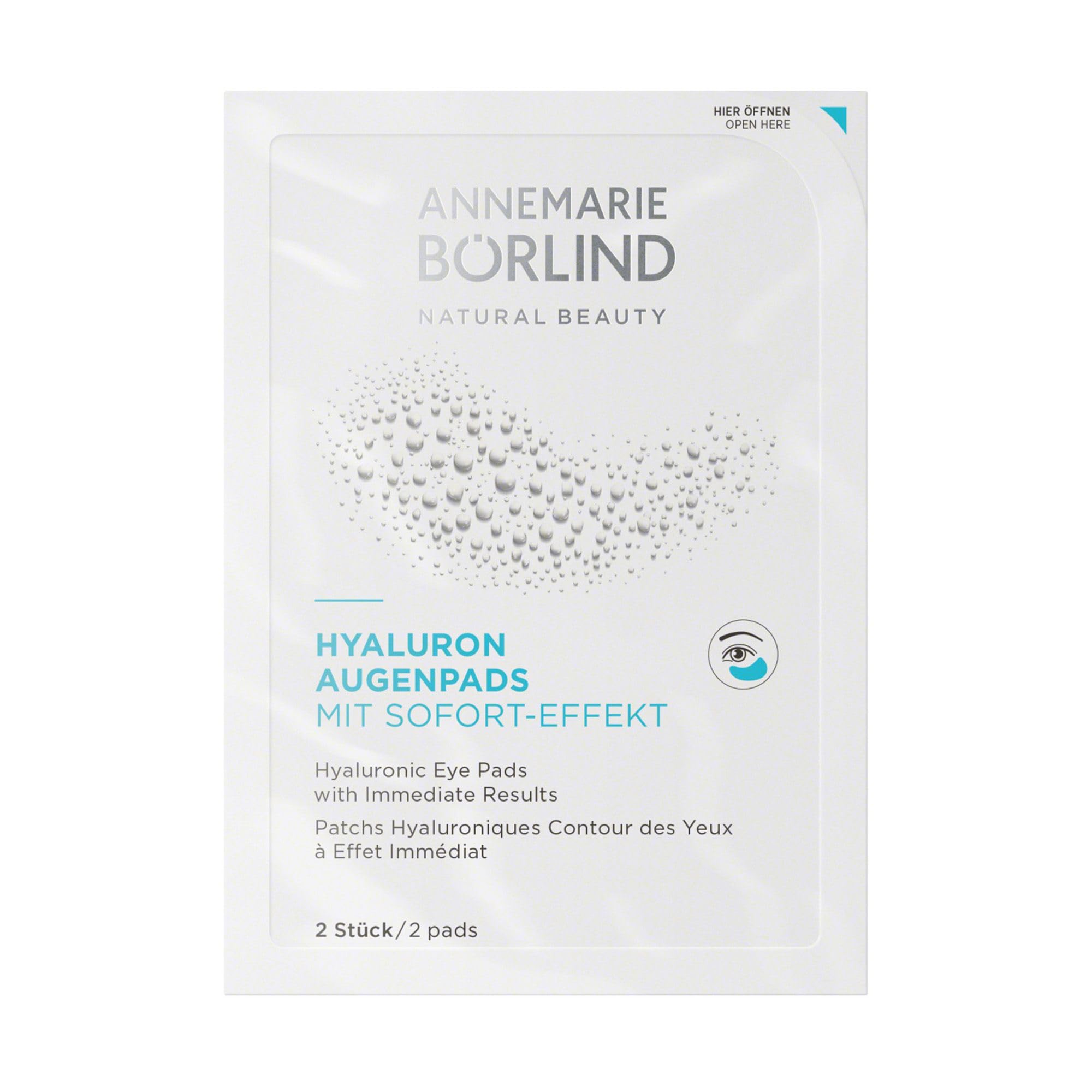 ANNEMARIE BÖRLIND AUGEN & LIPPENPFLEGE Hyaluron Augenpads mit Sofort-Effekt (6 x 2 Stk.) - Eye Patches, Augenpads Gegen Augenringe, Fältchen & Linien, Mit Hyaluron, Glättend & Kühlend, Vegan