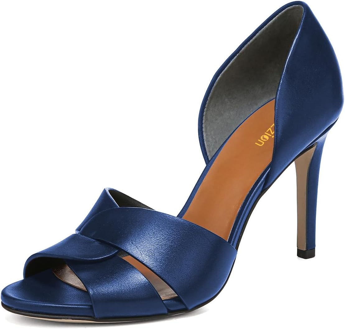 Pazzion Women's Sexy Open Almond Toe High Heeled D'Orsay Pump Slip On Stilettos Heels Two Piece Sandal Versatile Party Event Shoe Size 4-16 US