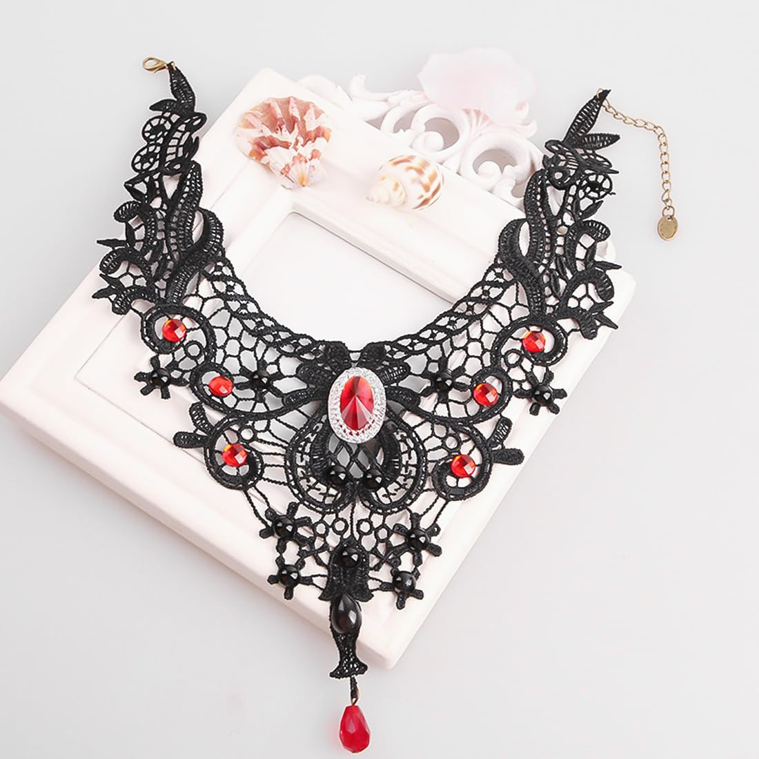 Meleager Pizzo Girocollo Gotico con Orecchini, Choker Donna per Halloween, Carnevale, Mascherata - Accessori Gotici Lolita