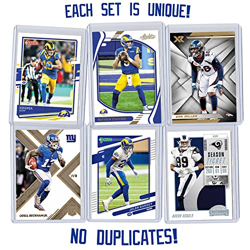 Los Angeles Rams Super Bowl Football Card Bundle, Set Of 6 Assorted Matthew Stafford Cooper Kupp Odell Beckham Jr Aaron Donald Jalen Ramsey Von Miller Football Cards Protected By Sleeve And Toploader #TOP3