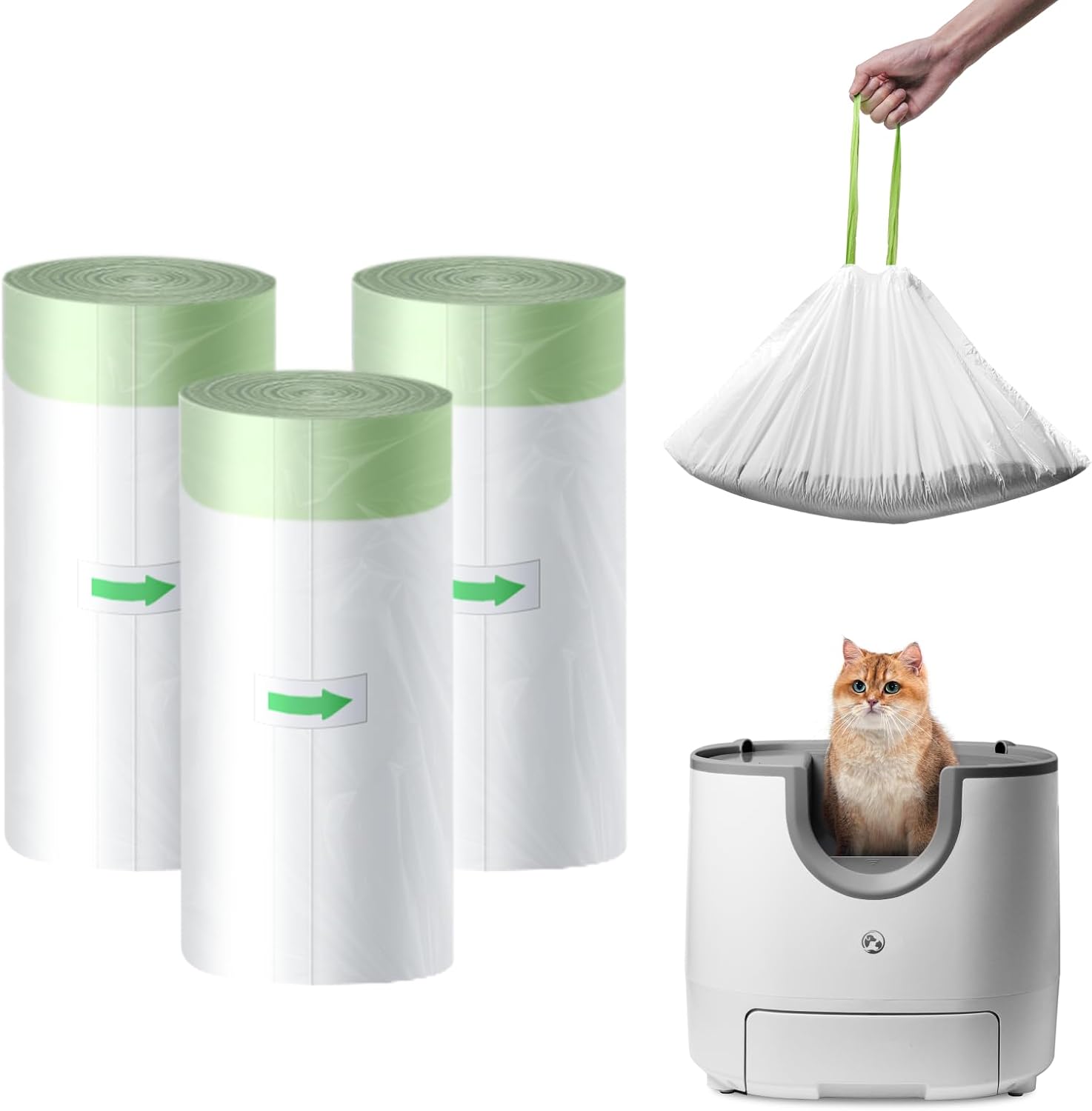 Furoomatepet Litter Bags - Perfect Fit for Furoomatepet Box(F8), Built-in Drawstring & 8kg Capacity for Self-Cleaning Litter Box
