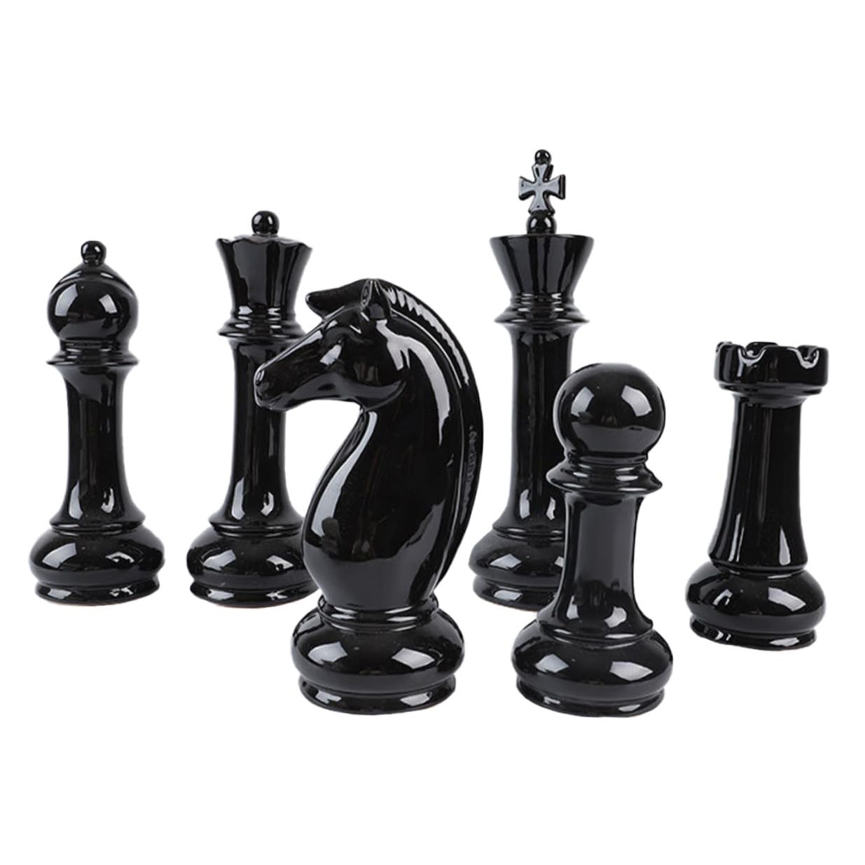 Échecs en céramique noire SOIMISS pour embellir une table basse ou une bibliothèque de chambre