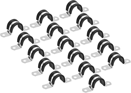 Miniatura 13 de uxcell 16 abrazaderas de cable de 1.496 in (1-1/2 pulgadas), correa de goma acolchada de goma de acero inoxidable 304 abrazadera de manguera