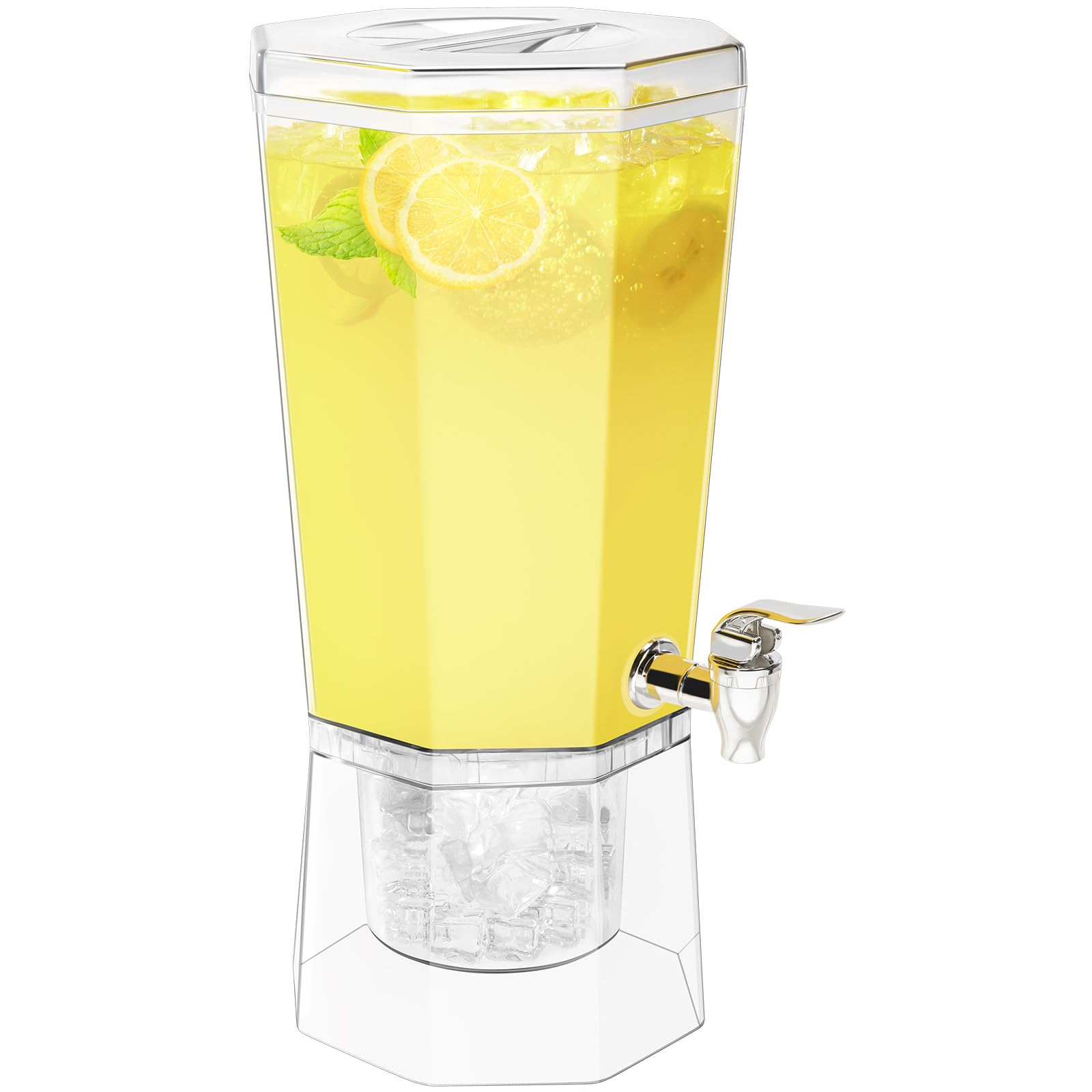 Lifewit 4L Plastic Drink Dispenser, Juice Containers with Lid for Party, Ice Beverage Dispenser with Stand for Lemonade/Soda/Tea, BPA Free