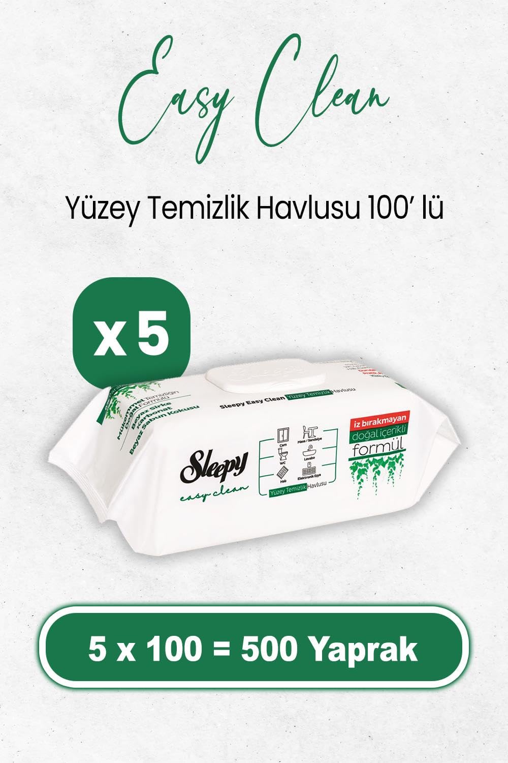 Sleepy Easy Clean Yüzey Temizlik Havlusu 100 x 5 Adet (500 Yaprak)