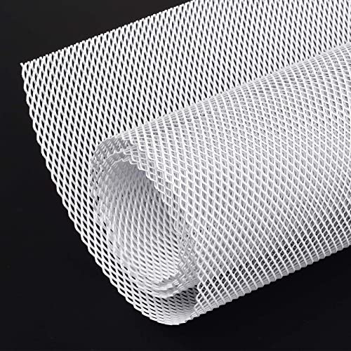 Image of AggAuto Universal 40 inchx13 inch Car Grill Mesh - Aluminum Alloy Automotive Grille Insert Bumper Rhombic Hole 4x8mm, One of the Most Multifunctional Shape Grids White