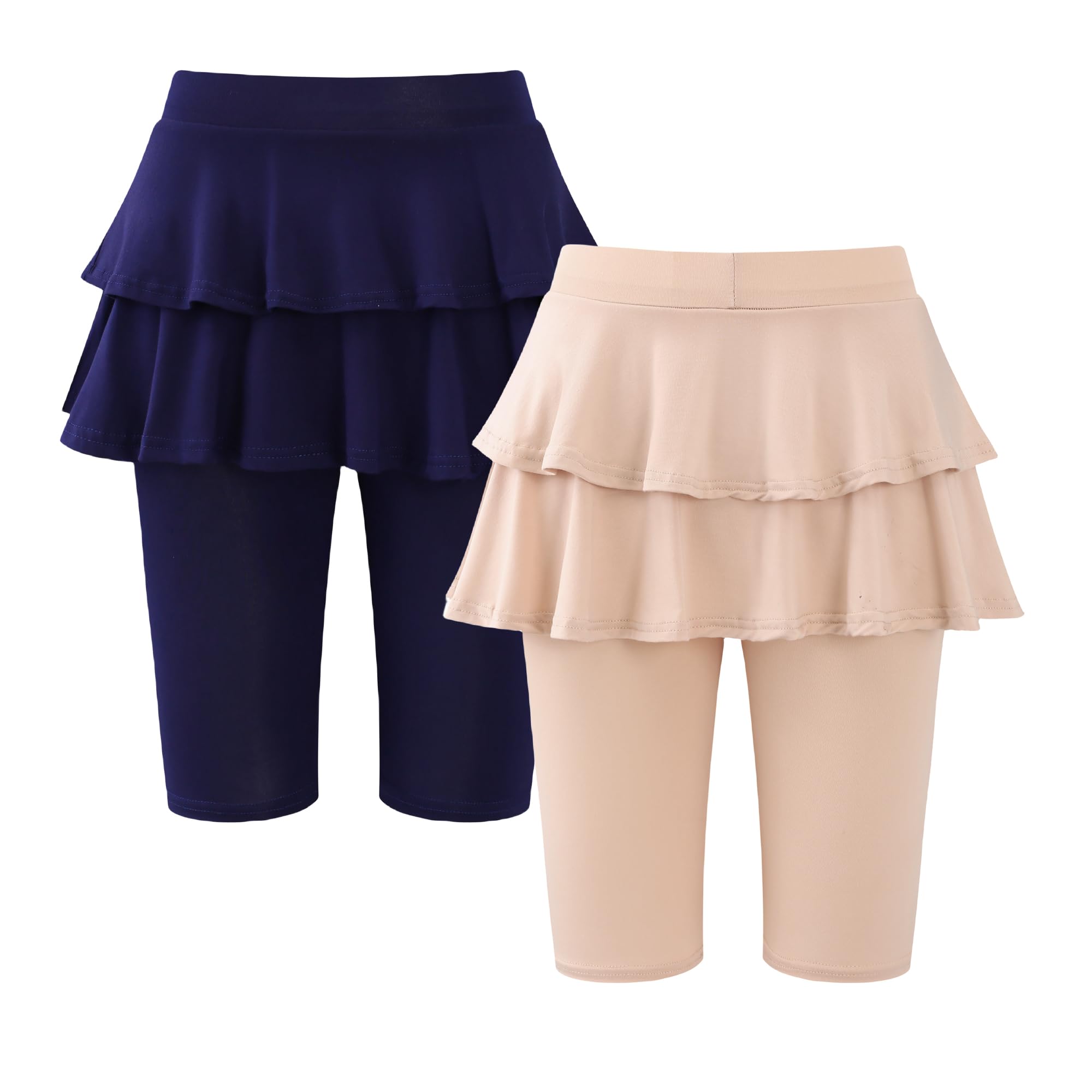 Girls 4-12 Years Knee-Length Skirted Leggings Summer Stretchy Athletic Pants for Toddler Kids - Breathable Durable