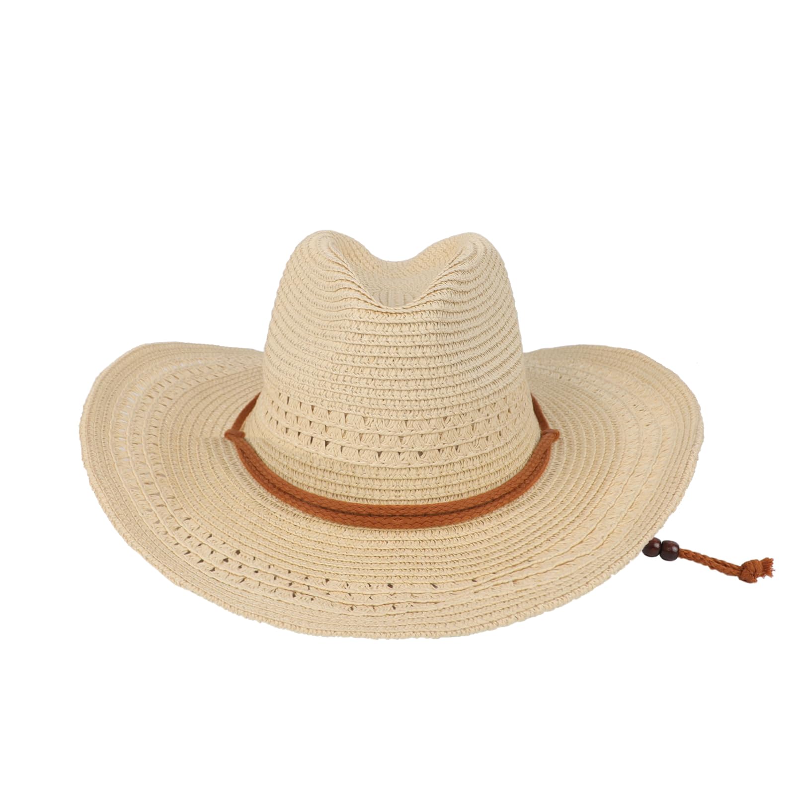FakeFace Chapeau de Paille Homme Femme Chapeau Cowboy Western Unisexe Capeline de Paille Pliable Casquette avec Large Bord Anti-UV pour Adulte en Plein Air
