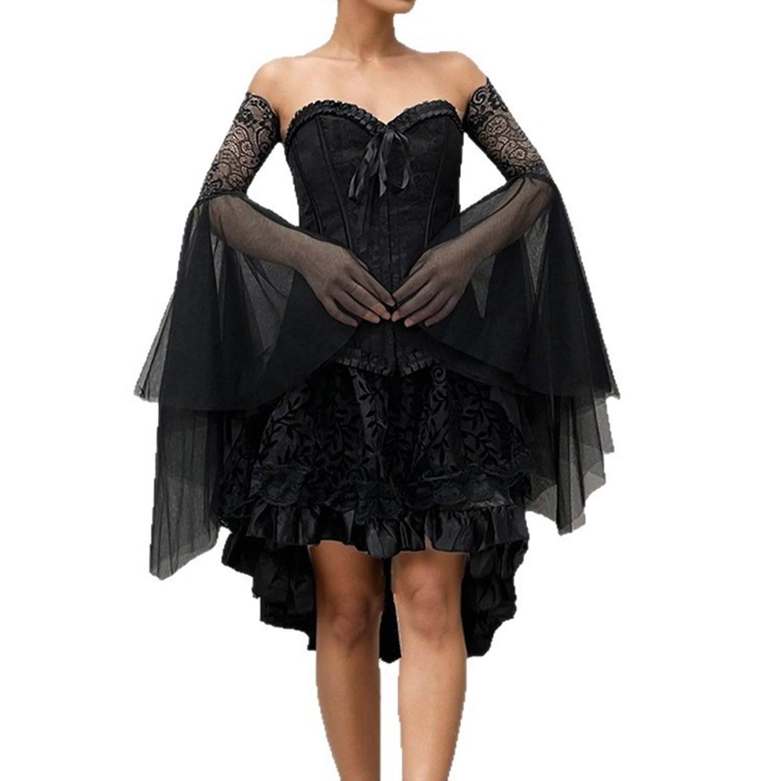 MICFENY Victorian Flared Arm Sleeves Coverage For Punk Costume Halloween Event Theme Stage and Evening Party
