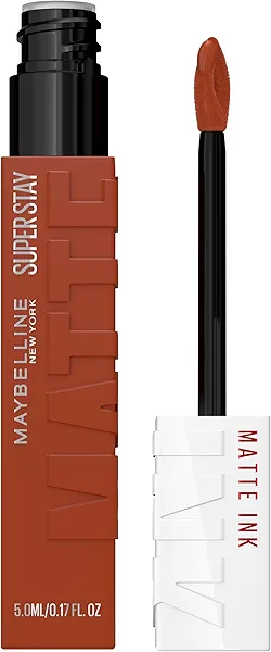 Maybelline Super Stay Matte Ink Liquid Lipstick Makeup, Long Lasting High Impact Color, Up to 16H Wear, Entertainer (Midtone Rusty Brown)
