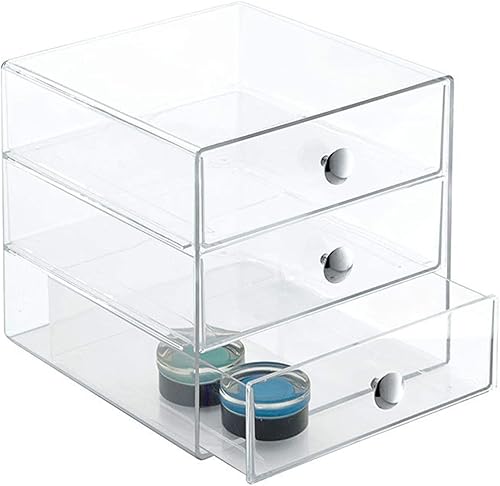 Miniatura 4 de Caja organizadora de cajones de maquillaje con 3 cajones, vitrina de acrílico para cosméticos, organizador de tocador, caja de almacenamiento