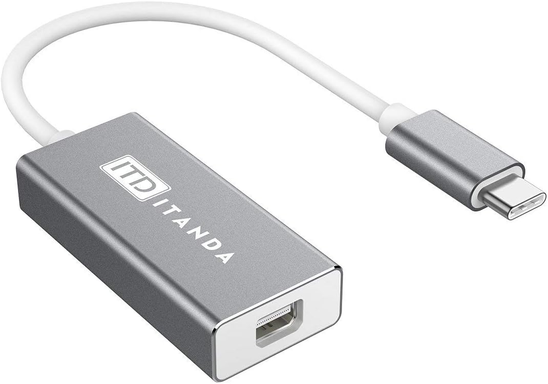ITD ITANDA USB-C to Mini DisplayPort Adapter, 4K Thunderbolt 3 to Mini DP Adapter Cable for Apple New MacBook 2017, ChromeBook Pixel Samsung S8(No Thunderbolt 2)