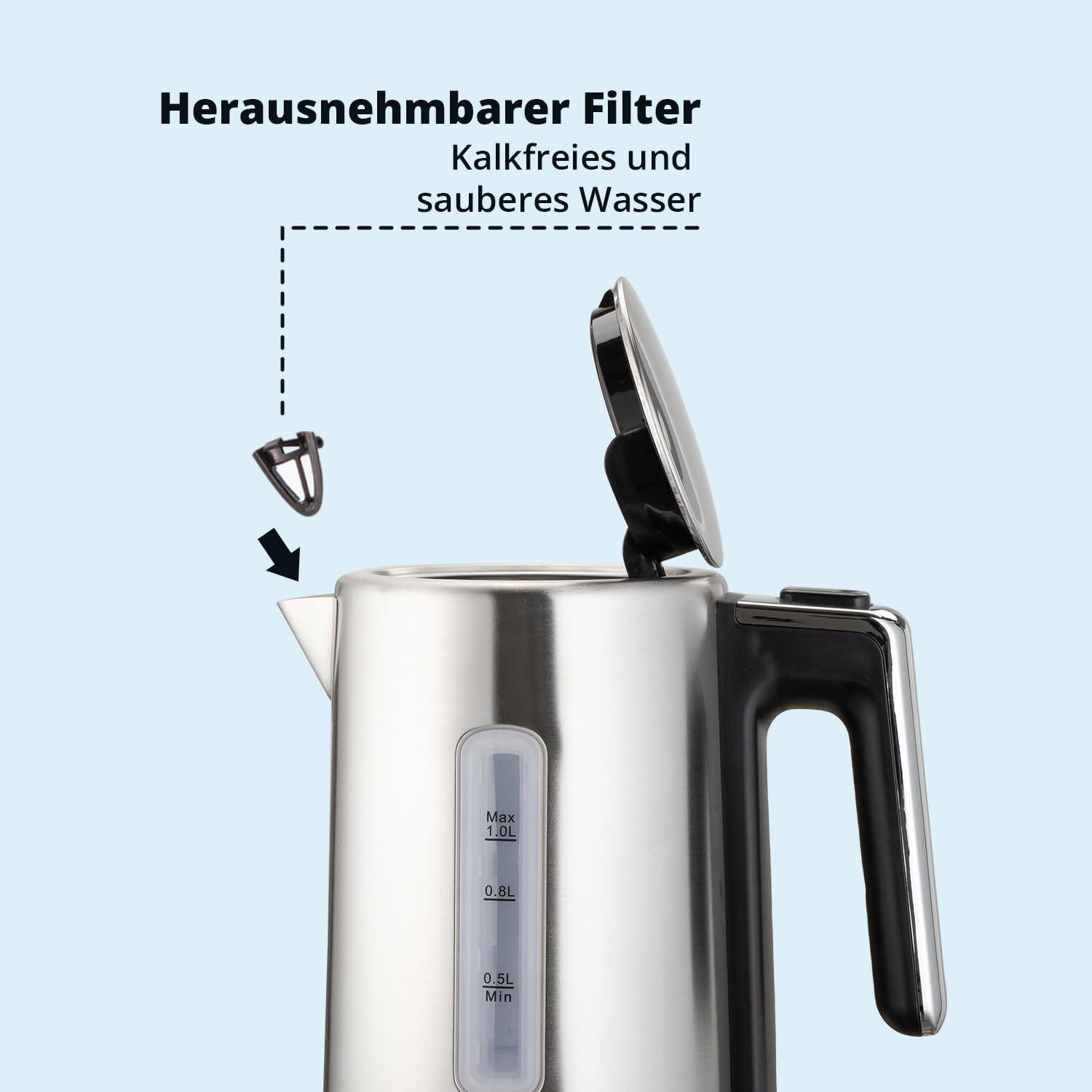 KHG Frühstücksset 3-teilig Wasserkocher Toaster Kaffeemaschine Edelstahl Silber 1 Liter 2 Scheiben 12 Tassen