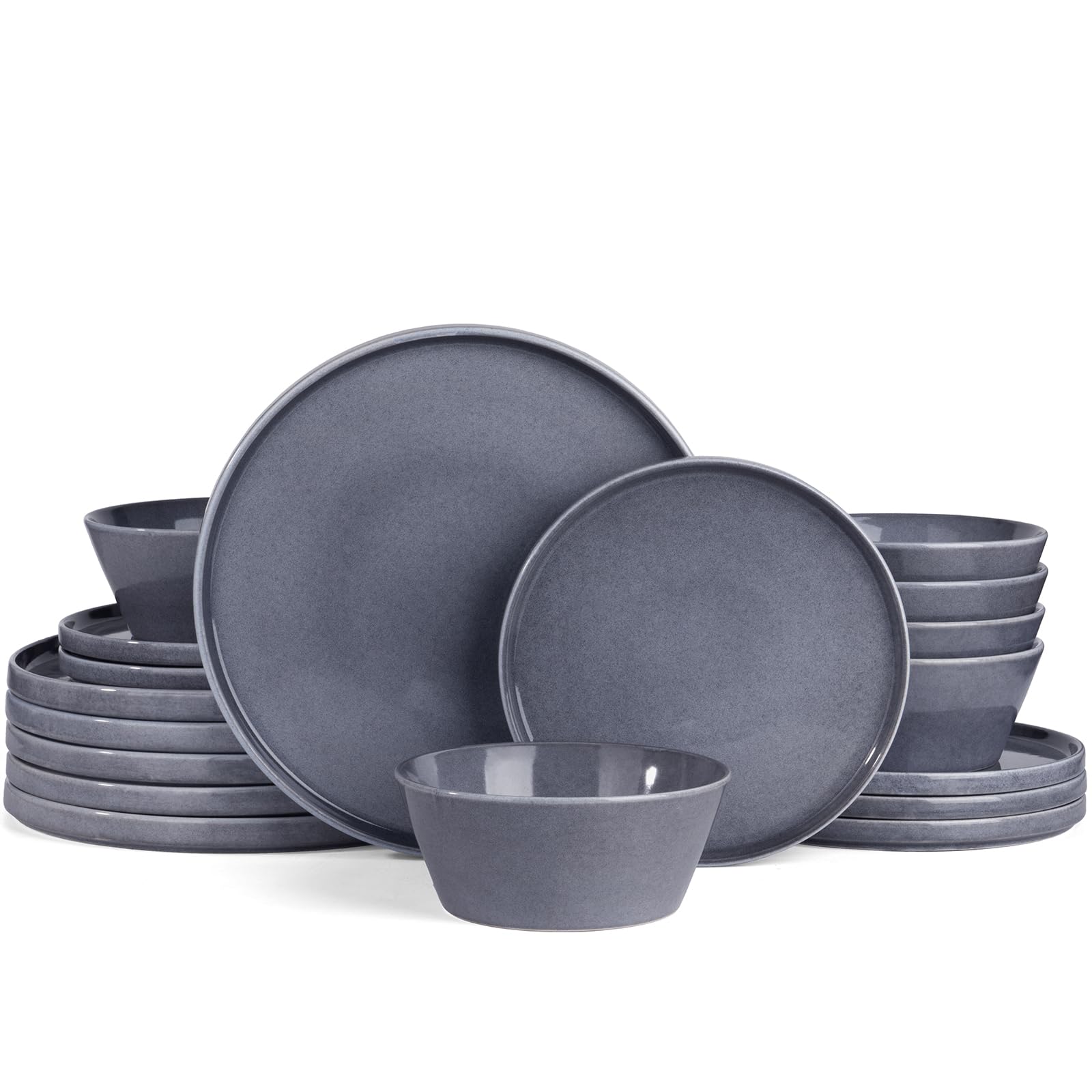 Famiware Annecy Dinner Plates and Bowls Sets, Stoneware Dinnerware Sets, Dishes Set for 6, 18 Pieces Handmade Dishware Set - Microwave & Dishwasher