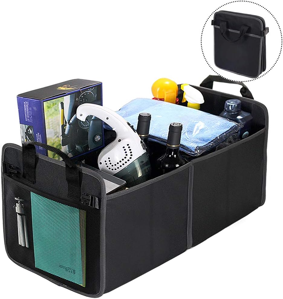 LEICESTERCN Car Boot Storage Box, Auto Trunk Organizer Large Capacity Collapsible Tidy Organiser for Car SUV, Minivan, Truck & Travel Vacation Camping