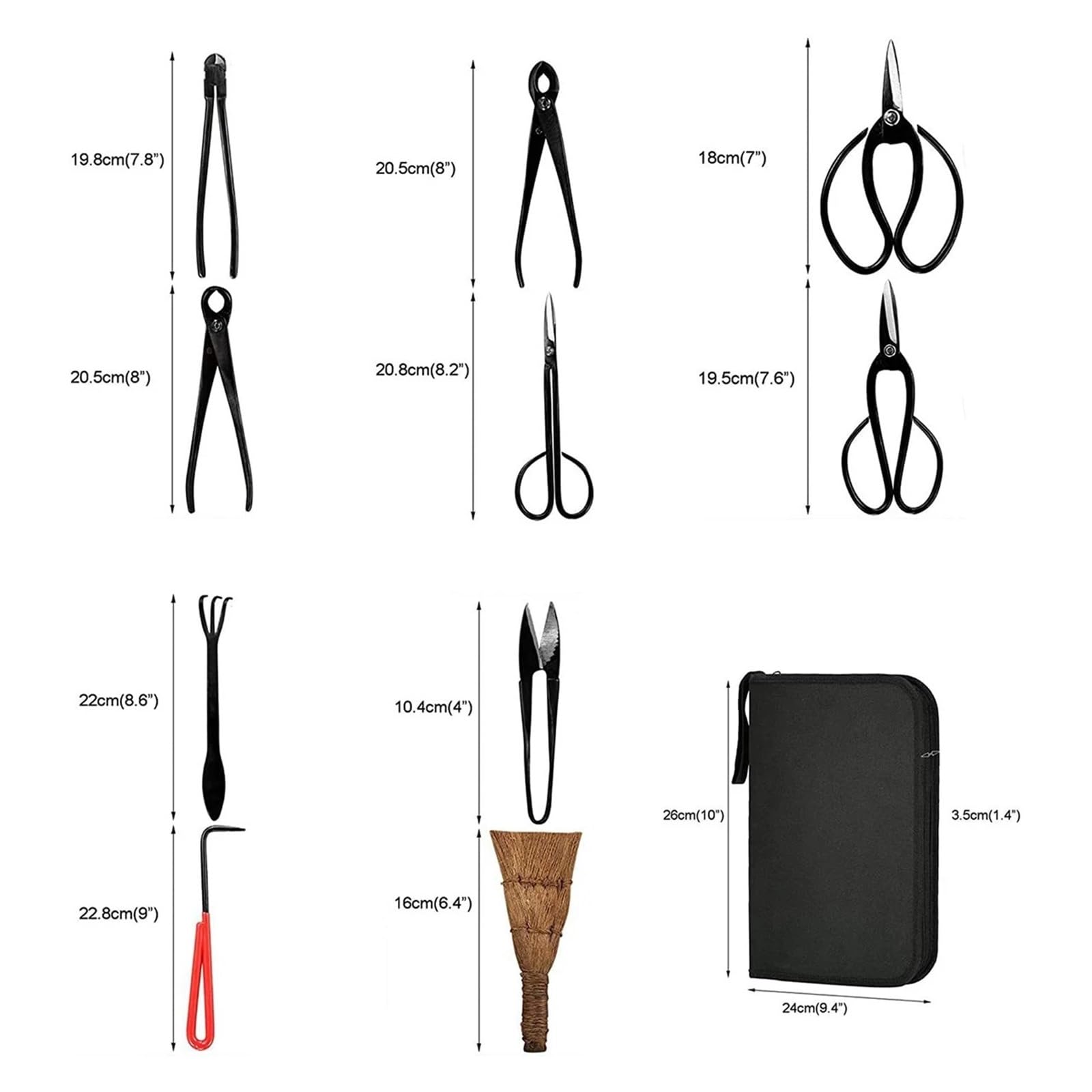 15-teiliges DIY-Beschneidungswerkzeug, Bonsai-Beschneidungswerkzeug-Set Aus Kohlenstoffstahl, Umfangreiches Cutter-Scheren-Set Mit Nylonetui For Die Hand Im Hausgarten Vielseitig Einfach Zu Bedienen