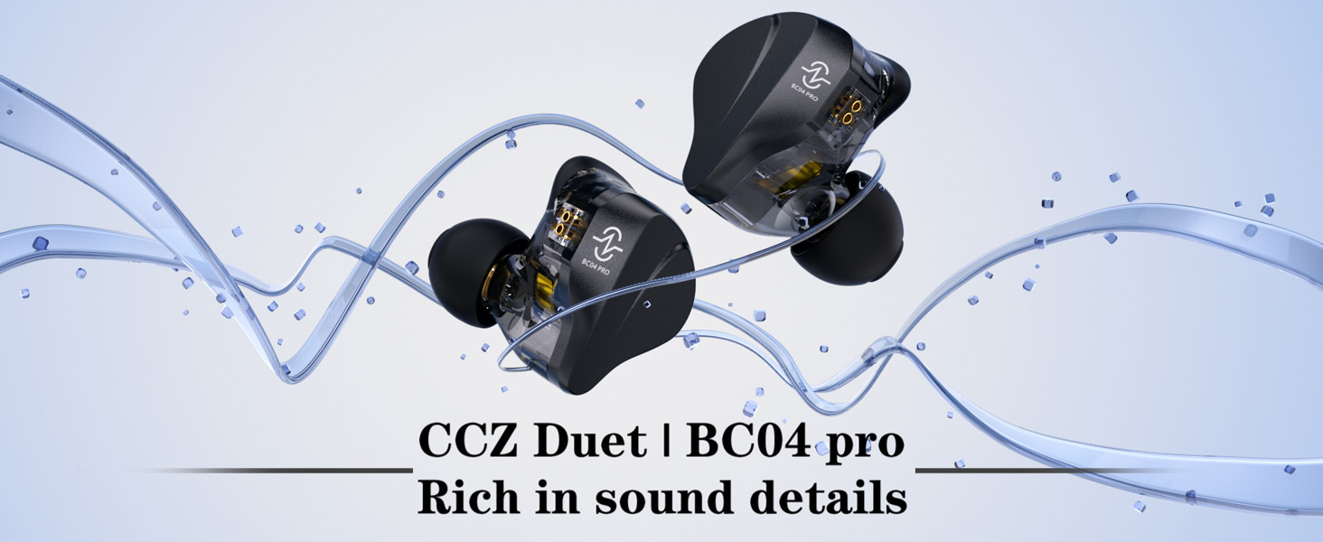CCZ BC04 Pro In-Ear Monitors (IEMs) - 1 Dynamic + 1 Balanced Armature, Hi-Res Sound, Detachable Cable