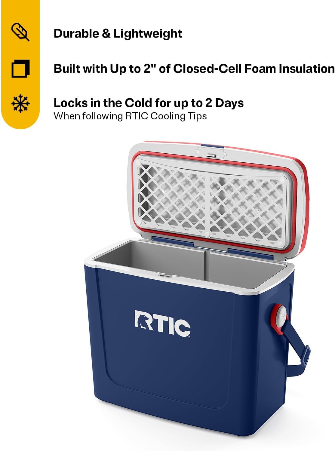 RTIC 16 Qt Road Trip Cooler, Hard Insulated Portable with Strap and Handle for Outdoor, Beach, Picnic, Camping, Sports, Travel
