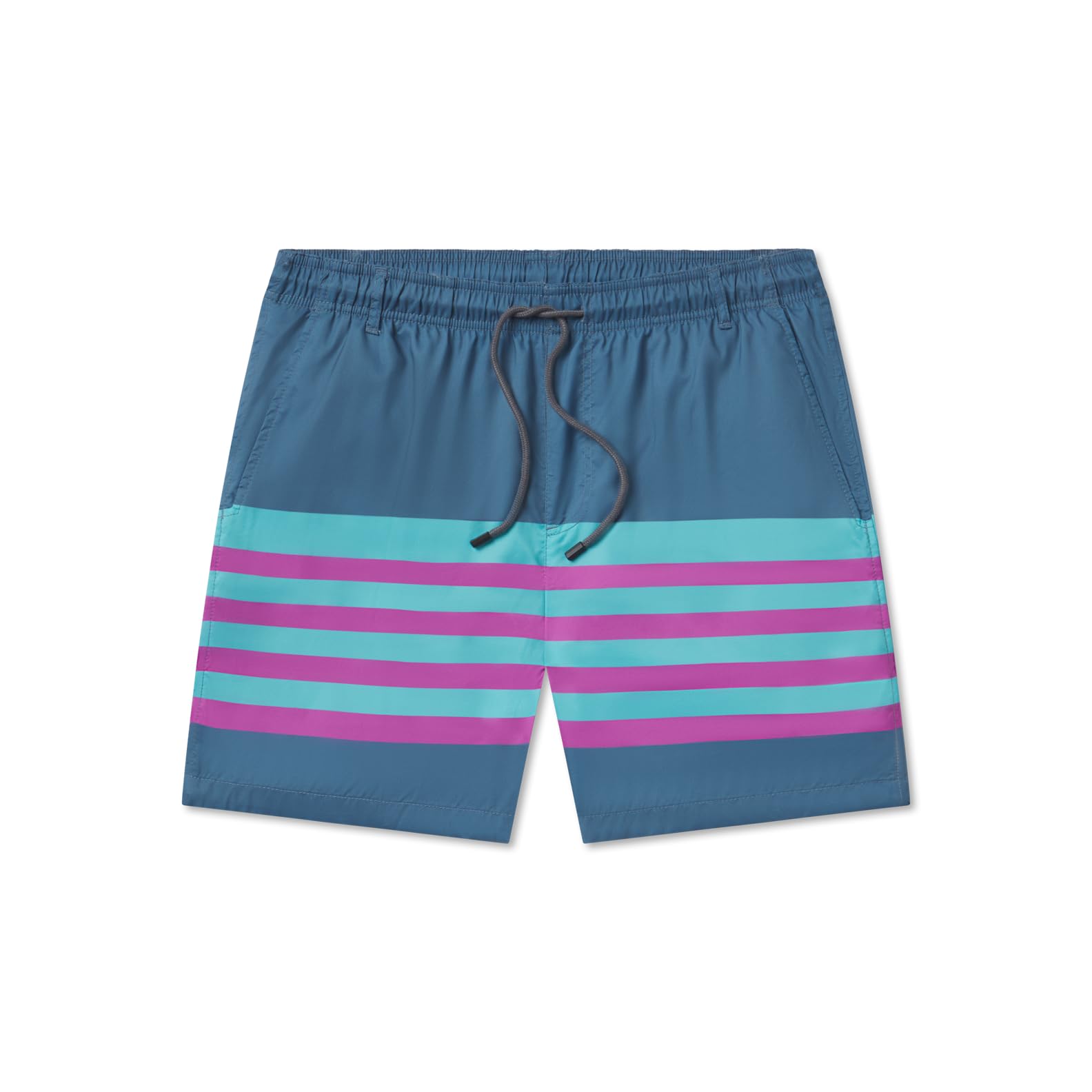 Southern Marsh Harbor Swim Trunks - Barcelona Lines, Slate & Teal, XX-Large
