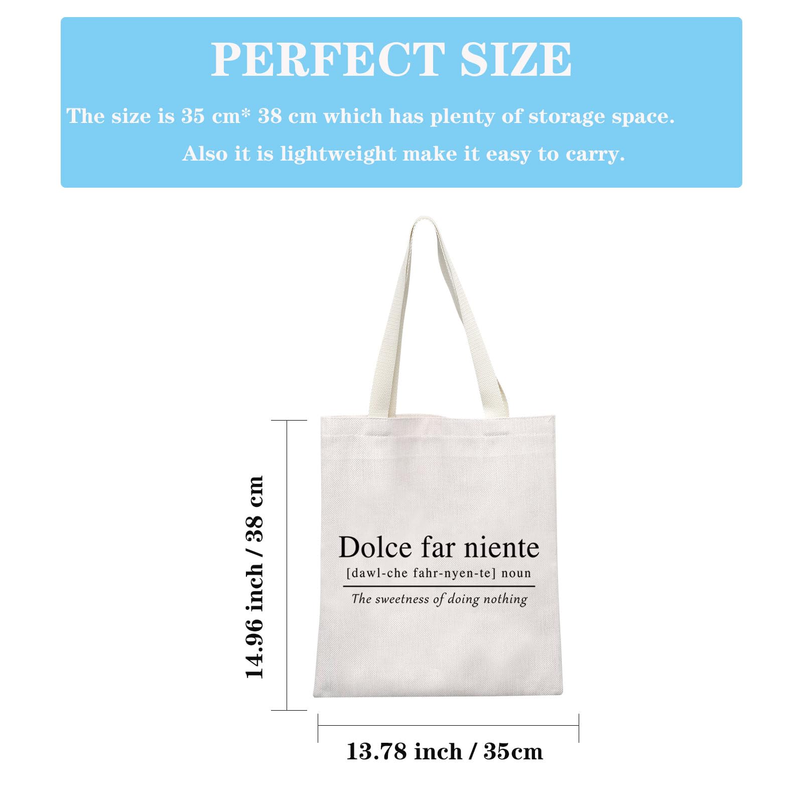 JTOUK Italian Themed gift Sweet Doing Nothing Italian quote gift Dolce far Niente Italy Lover gift Zipper Pouch Travel Bag (Dolce far Niente Tote EU) - Image 2