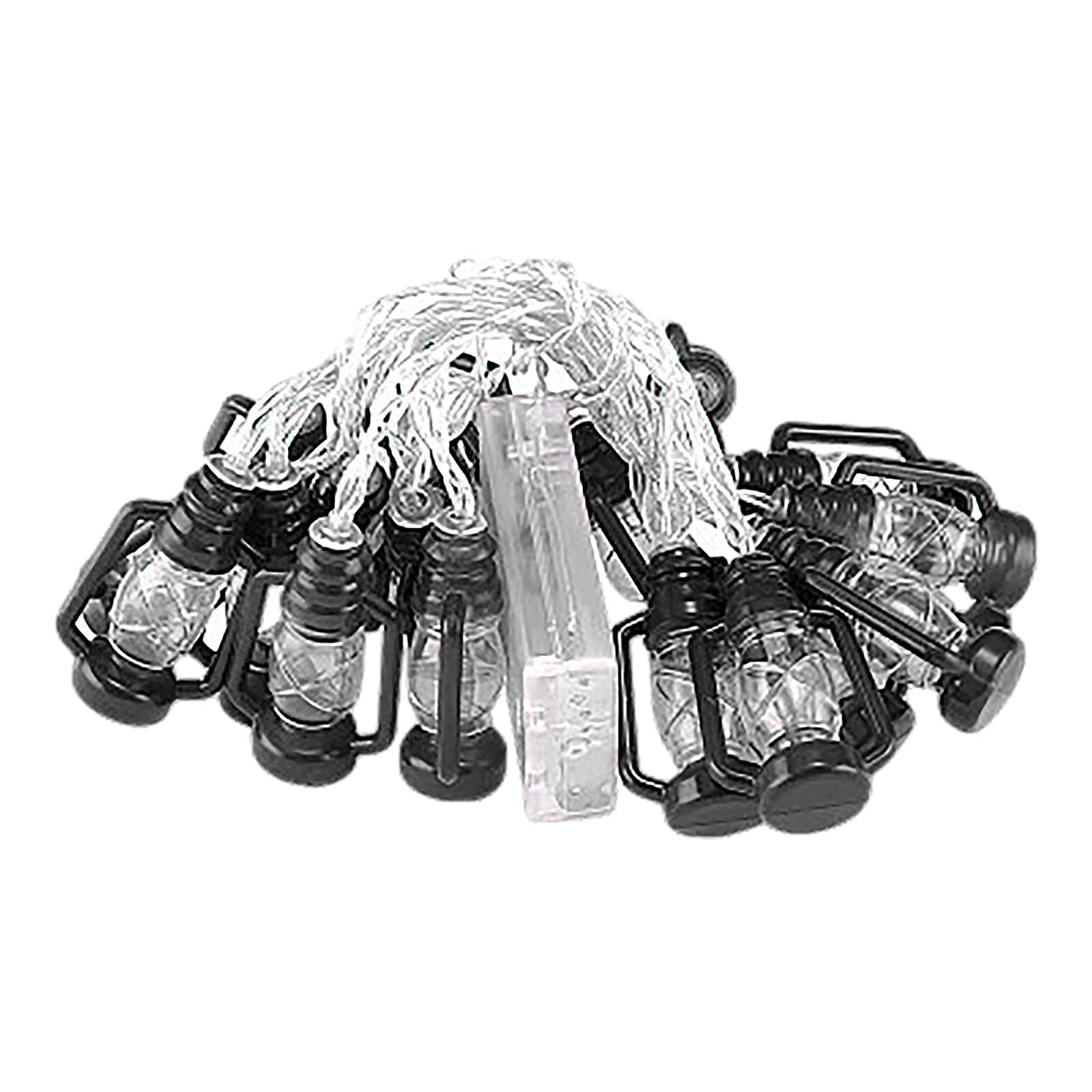 Guirnalda de luces de 2 m, 10 LED, forma de queroseno, ramadán, funciona con pilas, para exteriores, color blanco cálido, decoración familiar