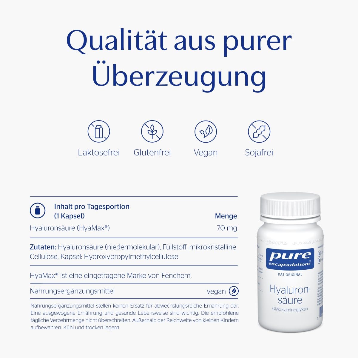 Pure Encapsulations - Hyaluronsäure - Hautpflege, Gesichtspflege - 60 Kapseln