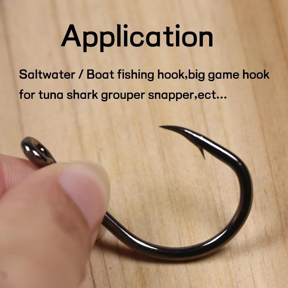 Anzuelos para Pesca 10pcs 4X Strong Wire Live Bait Hook High Carbon Steel Barbed Sharp Fishing Hooks Saltwater Fishing For Tuna Shark Bass para Agua Dulce y Salada(3/0)