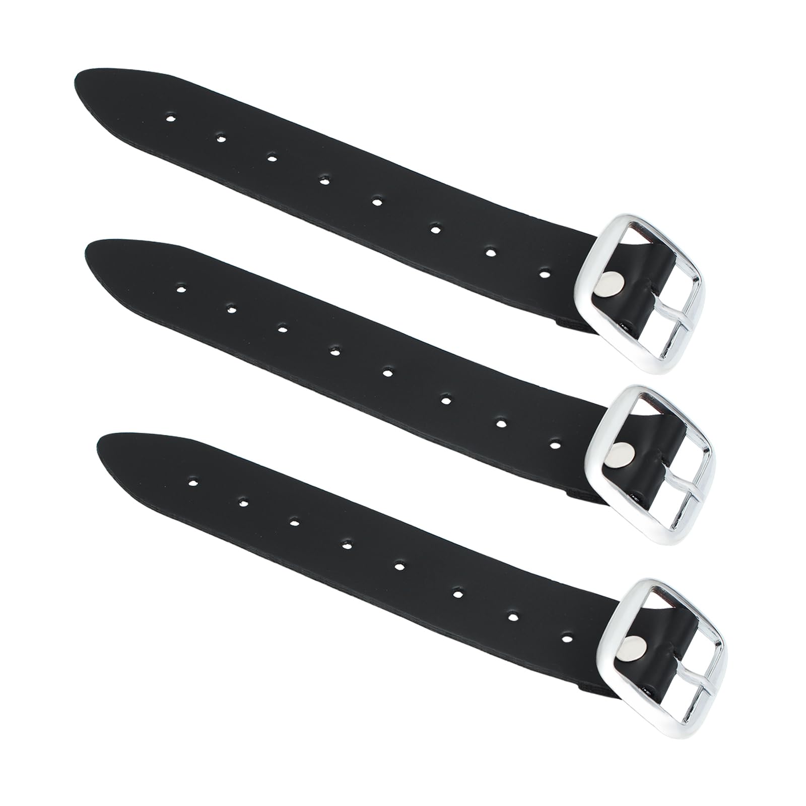 YAS Designer Mens Kilt Leather Straps with Buckles, Kilts Extension Straps Genuine Leather Kilts Belt Extender with Buckle - Customizable fit (Set of 3) (Black Leather)