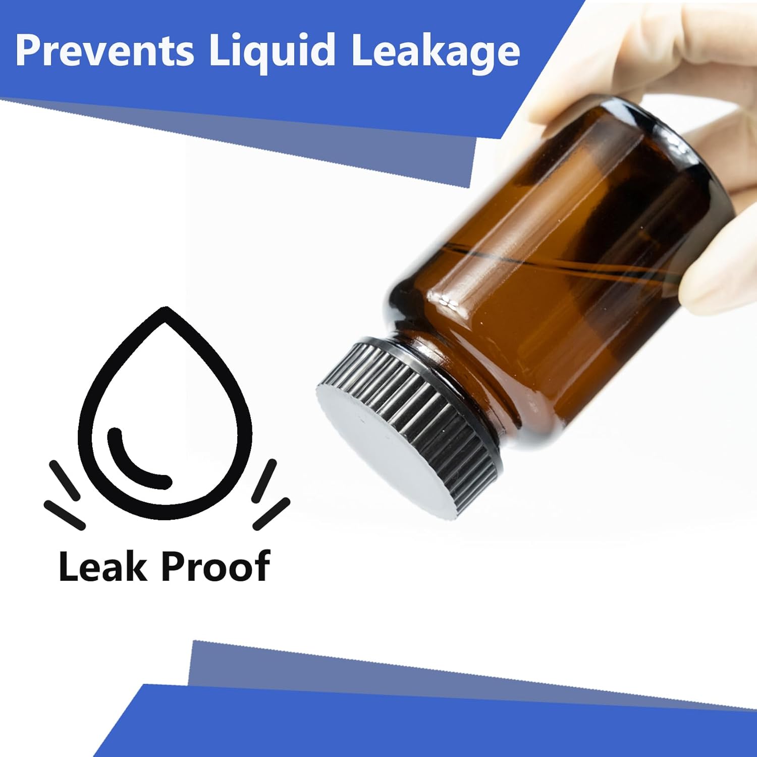 ALWSCI 17oz Amber Glass Wide Mouth Paker Bottles 500ml with 53-400 Black Ribbed Screw Caps 12PCS