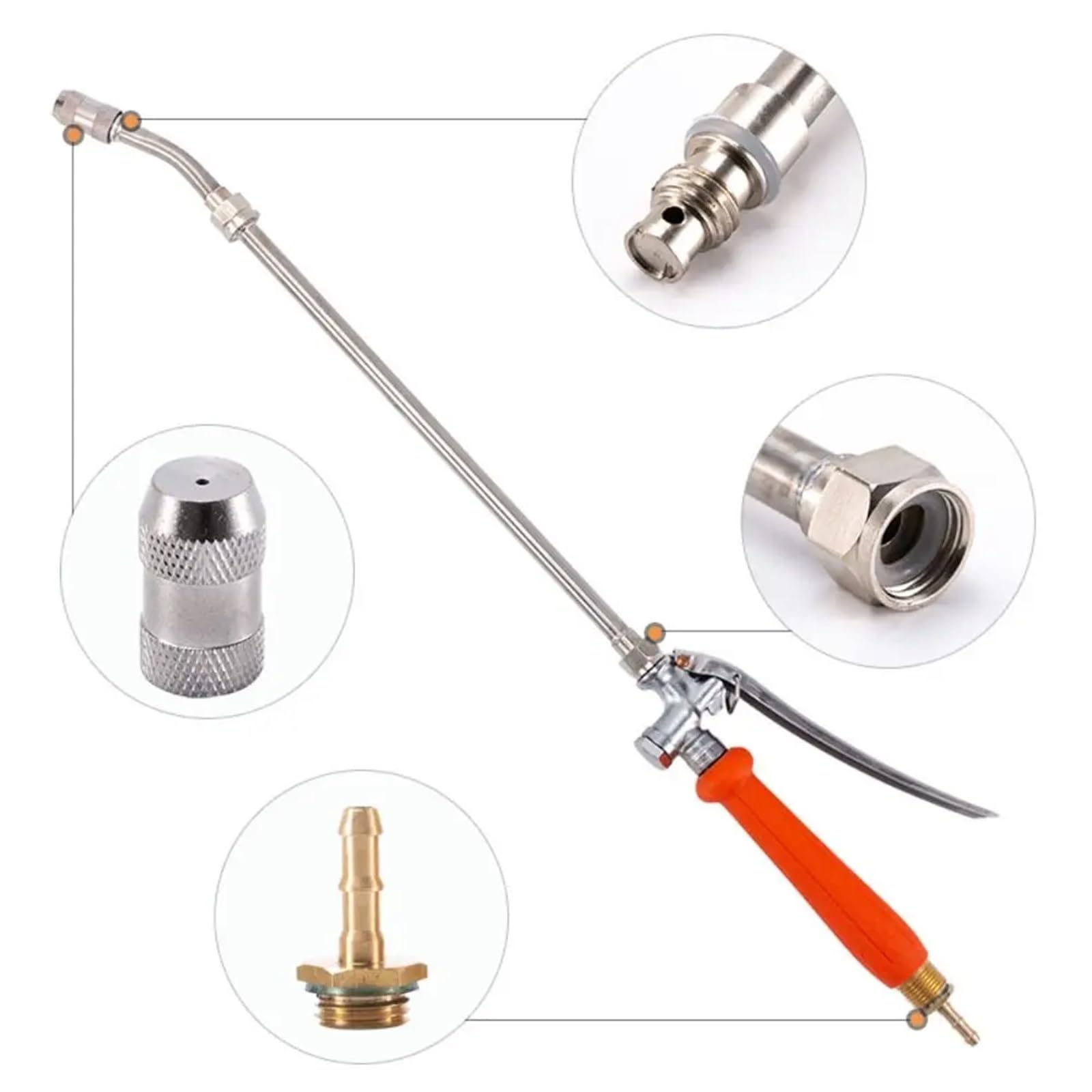 Pulverizador de Boquilla Larga for el hogar, Varilla extensión, Columna Agua, Modo Niebla, Cabezal pulverización, telescópico Ajustable Acero Inoxidable Adecuado para Jardines y azoteas
