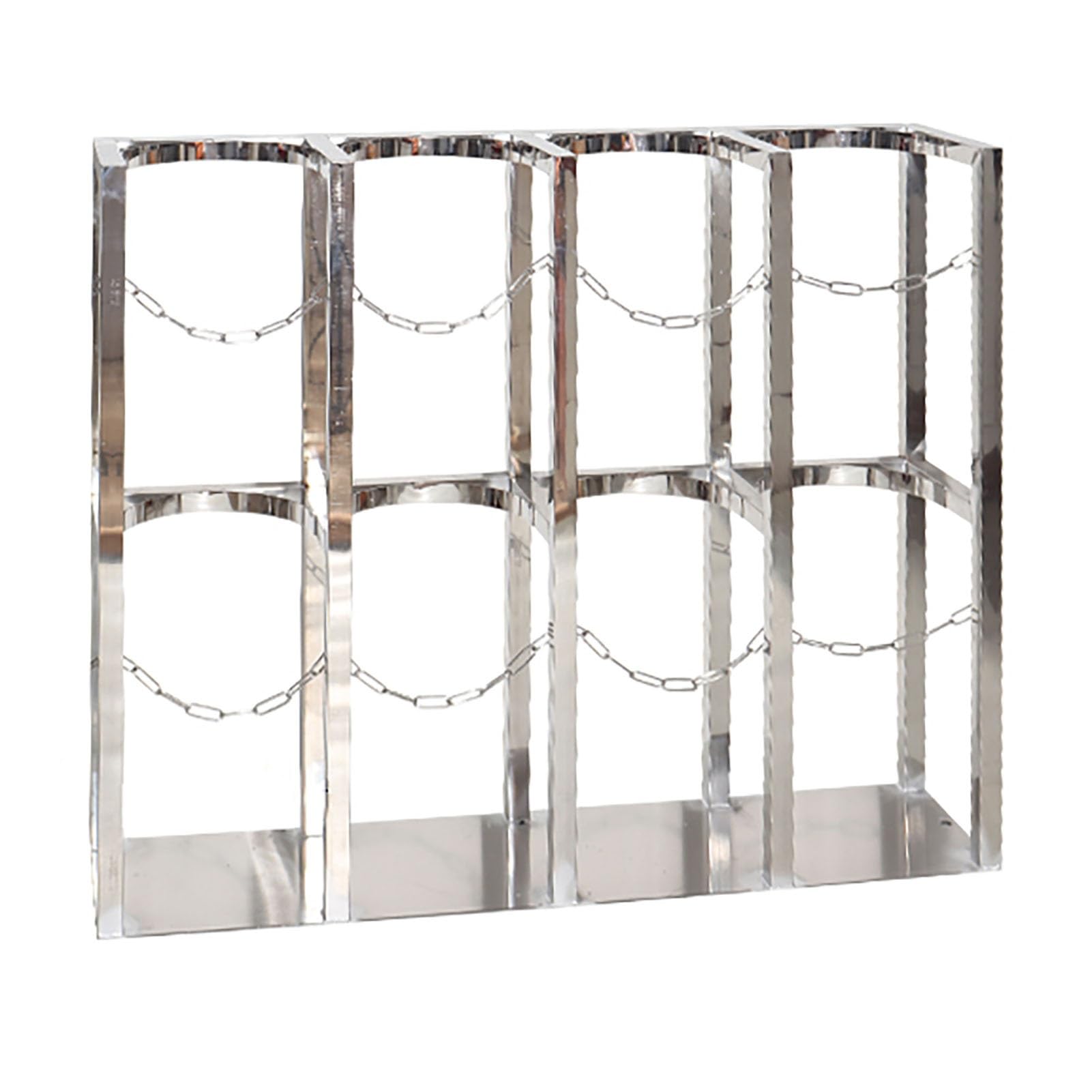 Stojak na butle tlenowe ze stali nierdzewnej* Stojak do przechowywania - 60 cm wysokości 60 cm Organizer na butle gazowe z podwójnym łańcuchem bezpieczeństwa do warsztatu, warsztatu. Długość 86 cm