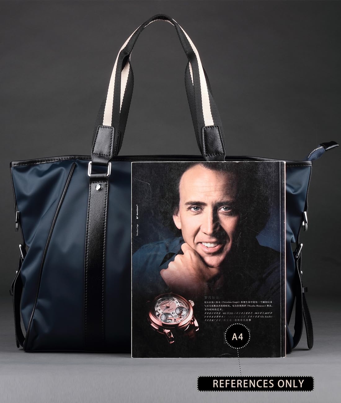 men's briefcase, crossbody computer bag, nylon fabric with cowhide design, suitable for business and leisure travel - Image 2