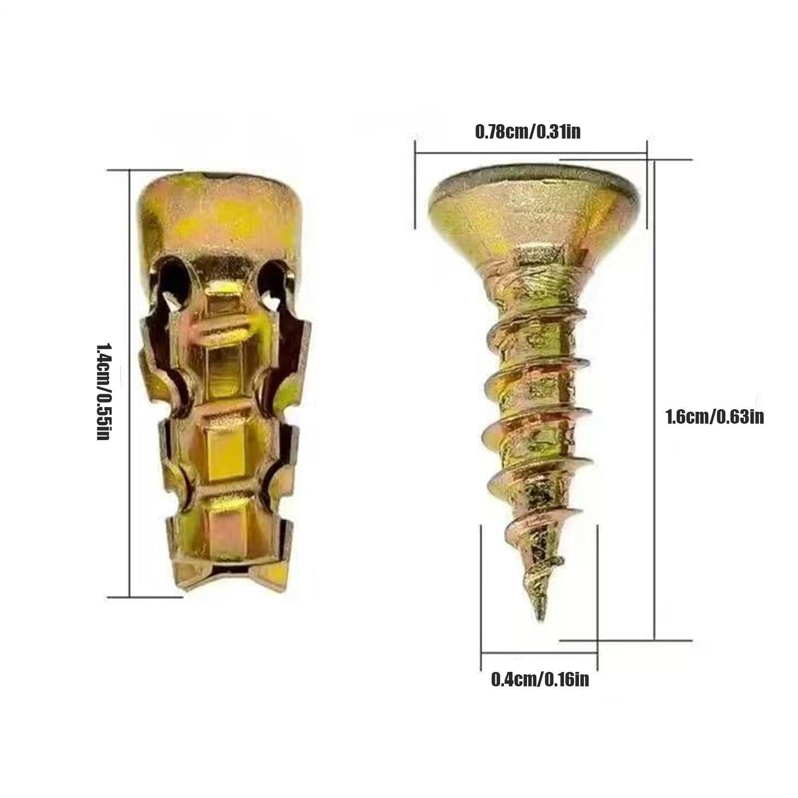 Juego de tornillos de expansión cortos | Suministros de bricolaje de acero al carbono – Juego de tuercas de expansión, para azulejos, piedra, madera, hormigón, paredes huecas, placas de yeso, puertas