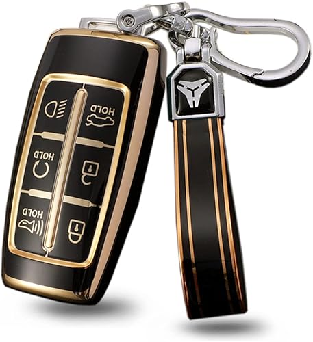 Miniatura 10 de ontto Funda para llavero con control remoto para Hyundai Genesis de 6 botones, carcasa antiarañazos de 360 pulgadas para llave de TPU gris (tipo A)