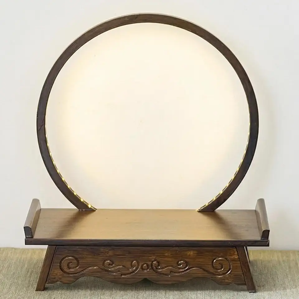 Prateleira de altar budista com luz de LED, mesa de altar de madeira de 40 x 23 x 40 cm, decoração japonesa, pequeno santuário pessoal, mesa de oração para casa, meditação e relaxamento