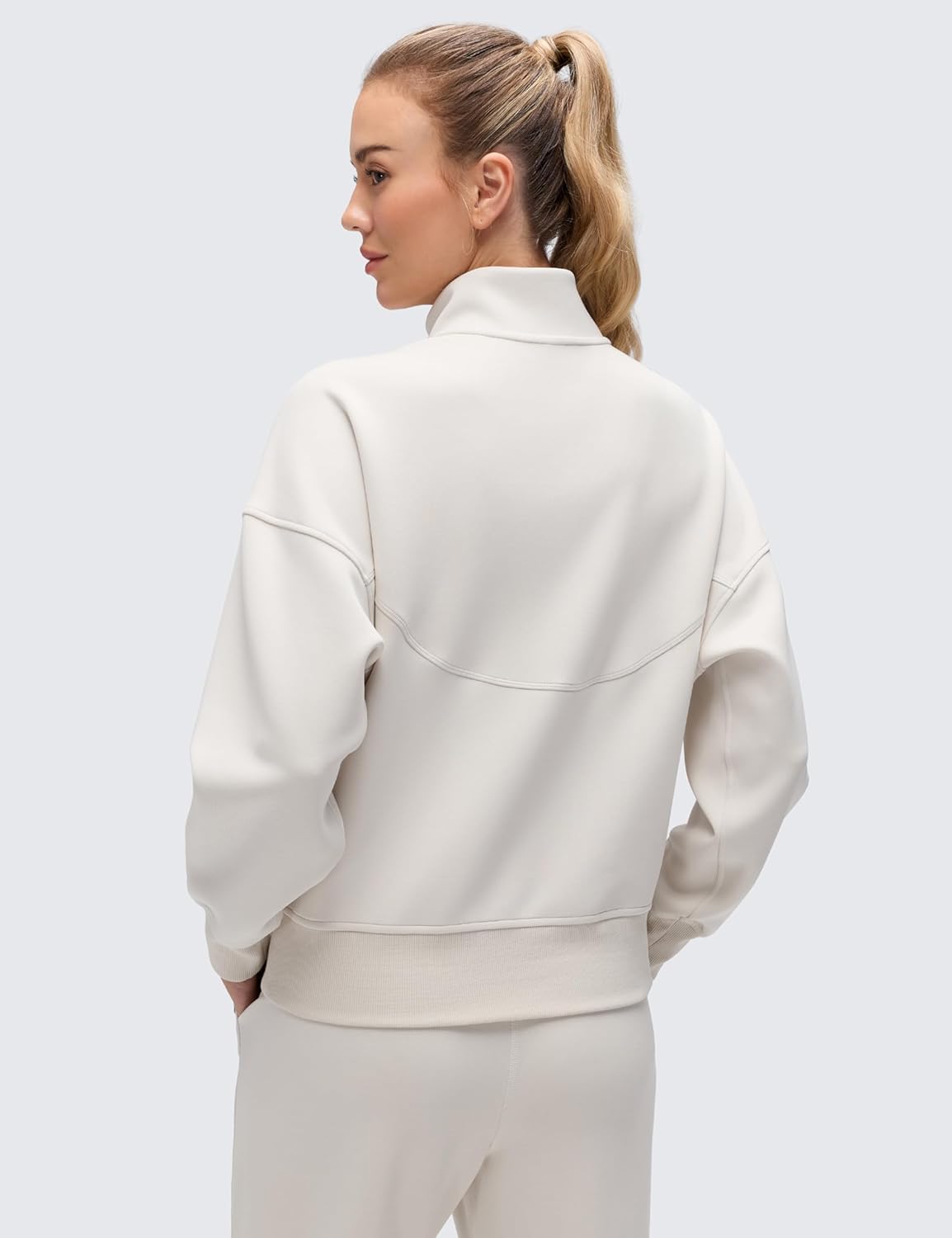 CRZ YOGA SoftAura Full Zip Sweatshirt for Women - Workout Casual Zipper Funnel Neck Sweat Shirts Jackets with Pockets - Image 2