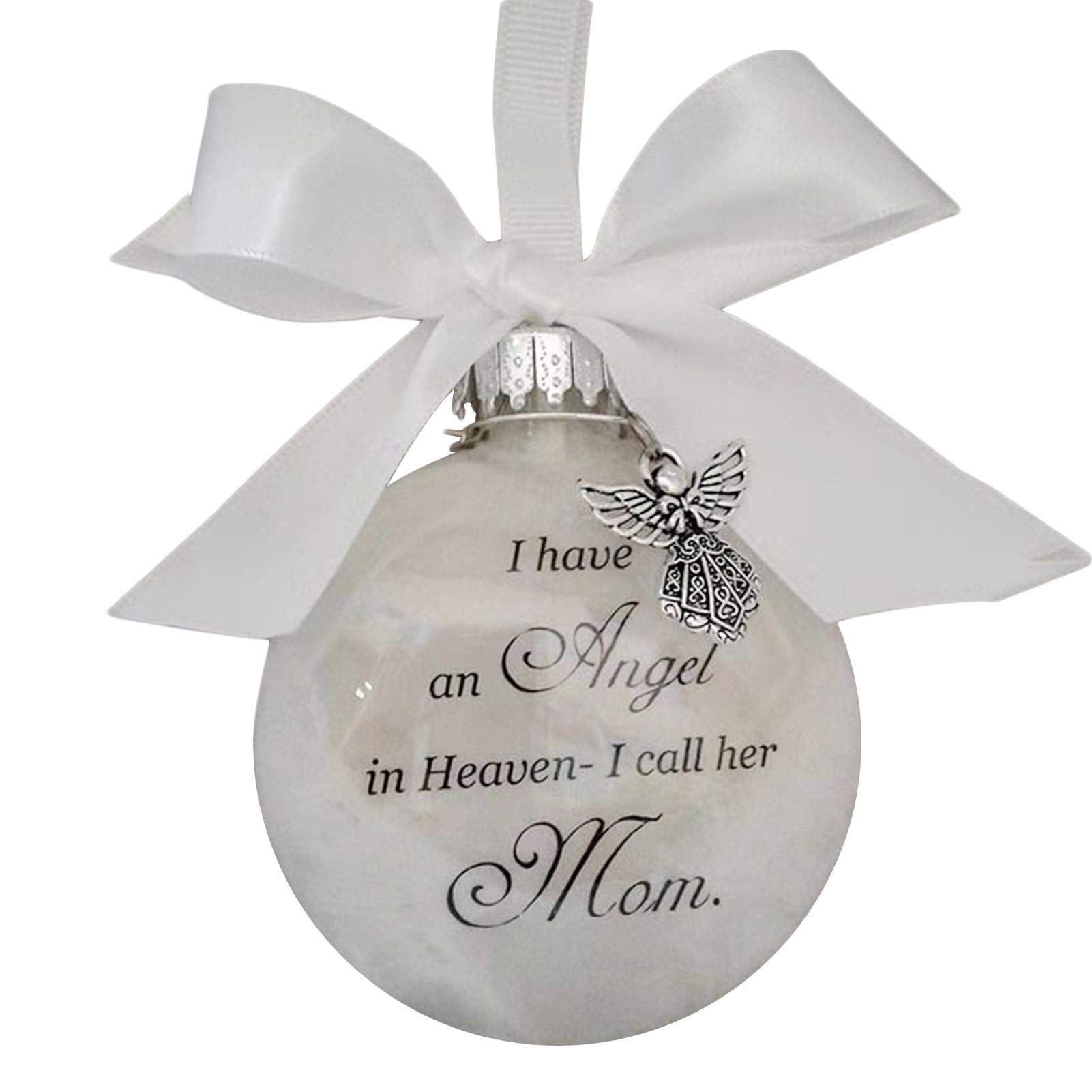 Bexdug Christmas Memorial Baubles Ornaments Ball “I Have an Angel in Heaven” With Small Angel Christmas Bauble Ornament, Mum Dad Son Daughter Hanging Decoration