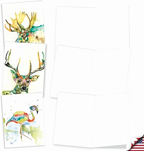 Miniatura 2 de The Best Card Company Juego surtido de cajas de tarjetas de felicitación en blanco de acuarela, incluye 20 tarjetas de notas + sobres, 10 diseños