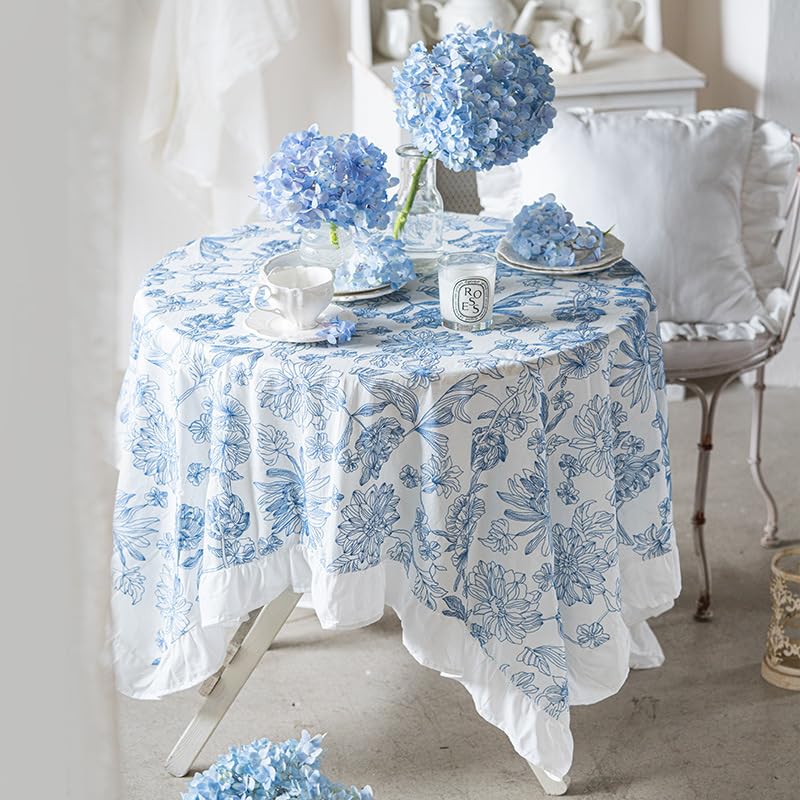 Nappe brodée blanche anti-tache en coton résistant pour protéger votre table - 5
