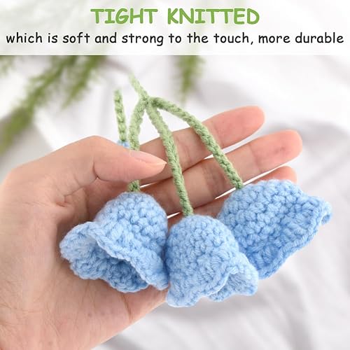 Miniatura 6 de Bonitos accesorios de ganchillo para automóvil, accesorios para colgar en el espejo del automóvil, colgante de flor de punto, interior de automóvil