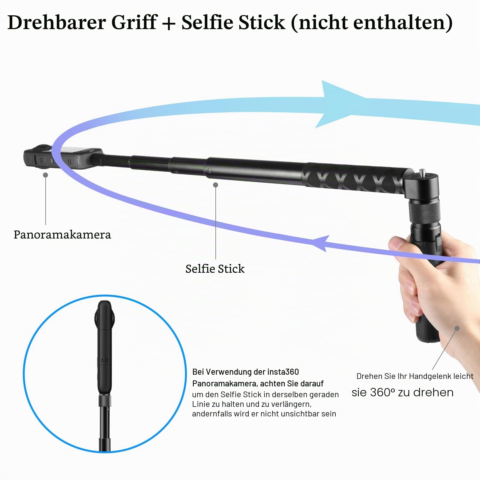 Mini-Stativ für ActionKamera, zusammenklappbar, drehbar, für Insta360 X3 X4 X5/One X2 / One X/One RS, PULUZ 1/4" Schraube, Bullet Time kompaktes Tischstativ für Gopro/DJI und mehr, Gimbal, Griff