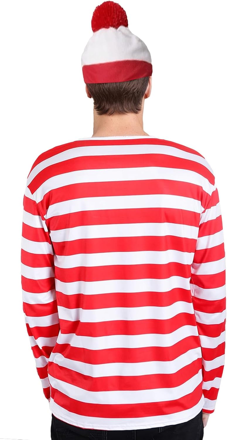 Wildarms Red Striped Shirt & Hat Costume Set - Halloween Wally Costumes, Christmas, Carnival Party Outfit & Theme Parties - Image 5