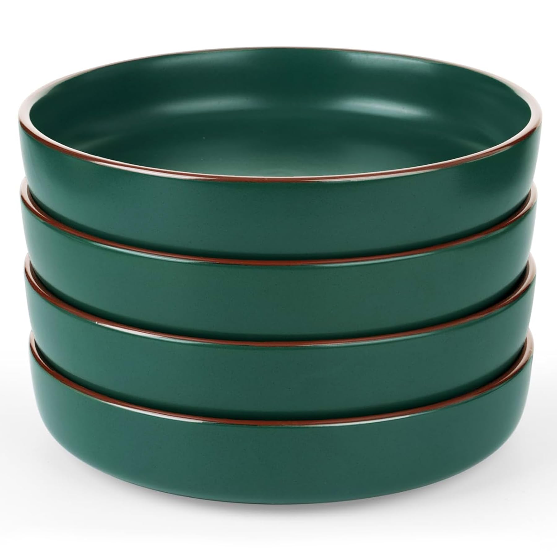 Richmount Mercury Stoneware Pasta Bowls Set of 4, Salad/Cereal/Soup Bowl 21.59cm 976ml, Classic Bowl for All Pasta Dishes, Microwave and Dishwasher Safe, Serving Bowls Set of 4, Dark Green — image 1