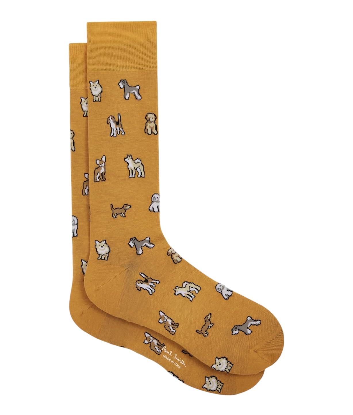 Paul Smith Men's Yellow Mustard Kyoto Dogs Socks. One Size