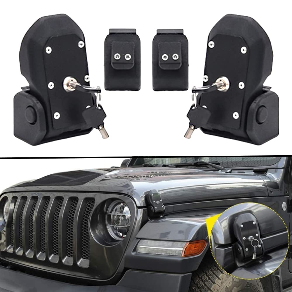 OCW Loquets De Capot Antivol Pour Jeep Wrangler JL 2018-2023 - Kit De