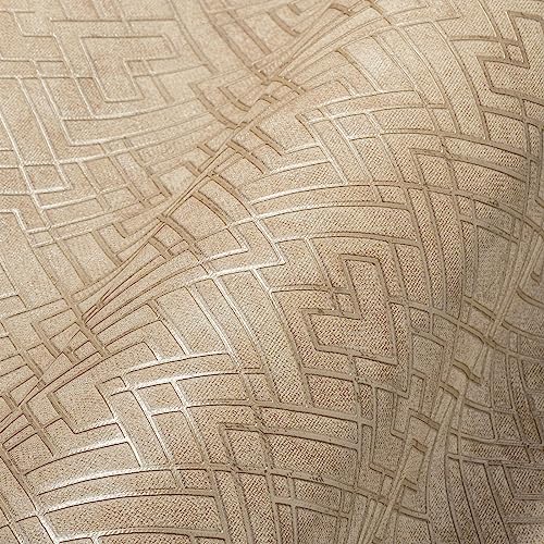 Livingwalls Travel Styles Non-Woven Wallpaper, Wallpaper with Ornamental Decoration in Gold and Beige